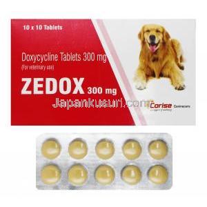 ゼドックス, ドキシサイクリン 300mg 箱、錠剤