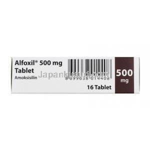 アルフォキシル (アモキシシリン) 500mg 箱側面 2