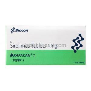 ラパカン Rapacan, ラパマイシン ジェネリック, シロリムス1mg 錠 (Biocon) 箱前面