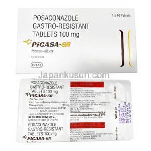 ピカサ GR,ポサコナゾール100mg,錠剤,製造元： Intas Pharmaceuticals Ltd, シート情報