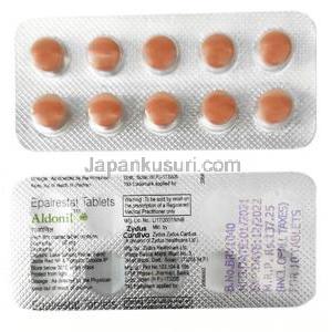 アルドニル,エパルレスタット50mg, 錠剤, 製造元：Zydus, シート情報, 製造元情報, 成分, 製造番号, 製造日, 消費期限