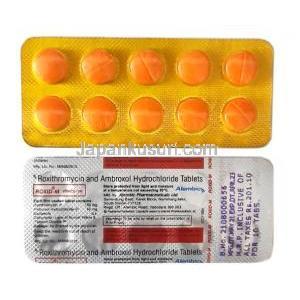 ロキシド M, ロキシスロマイシン 150mg/ アンブロキソール 60mg,製造元： Alembic Pharma, シート表面, シート裏面情報