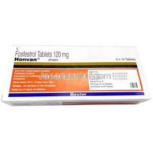 ホンバン, ホスフェストロール 120 mg,製造元： Zydus Cadila, 箱情報
