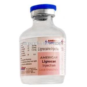 アメリカンリグノカン注射 , リドカイン 2%注射バイアル 30ml, 製造元：American Remedies, ボトル表面