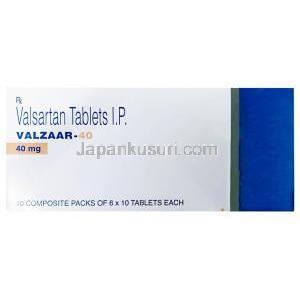 バルザール, バルサルタン 40 mg, 製造元：Torrent Pharma, 箱表面