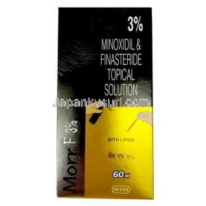 モールF 3%,  ミノキシジル3%/ フィナステリド  0.1%, 頭皮外用液 ,60ml, 製造元： Intas Pharma, 箱表面