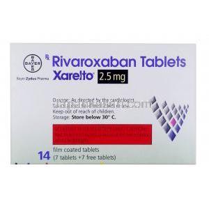 ザレルト 2.5mg, リバロキサバン  2.5 mg,製造元： Bayer Pharma,箱情報
