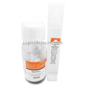 プリンシクラフ BD ドライシロップ,アモキシシリン 200mg/ クラブラン酸 28.5mg, ドライシロップ 30mL, 製造元：Macleods Pharmaceuticals Pvt Ltd, ボトル, スポイト