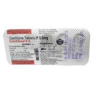 コルチヒール, コルヒチン 0.5mg, 製造元：Healing Pharma India Pvt Ltd, シート情報