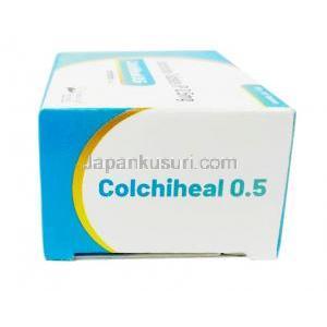コルチヒール, コルヒチン 0.5mg, 製造元：Healing Pharma India Pvt Ltd, 箱側面