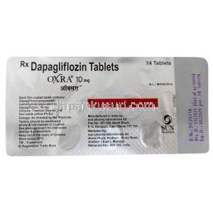 オクスラ,ダパグリフロジン 10 mg, 製造元：Sun Pharma, シート情報