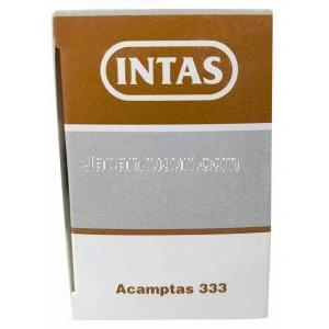 アカンプタス, アカンプロセート 333 mg, 製造元：Intas Pharmaceuticals Ltd, 箱上面