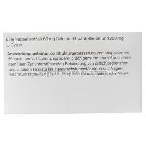 パントガル, 硝酸チアミン 60mg/D-パントテン酸カルシウム 60mg/サッカロミセス薬(ビガー酵母) 100mg/L-シスチン 20mg/ケラチン 20mg/パラアミノ安息香酸 20mg, 90 カプセル, MSD, 箱情報, 成分