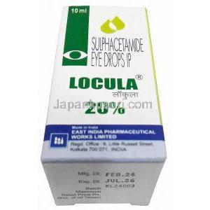 ロクラ 点眼薬, スルファセタミド 20%,点眼薬 10mL, 製造元：East India Pharmaceutical Works Ltd, 箱情報, 製造日, 消費期限