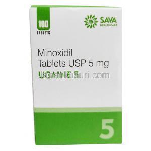 ウゲイン 5, ミノキシジル 5mg, 製造元：Sava Healthcare, ボトル形式,  箱表面