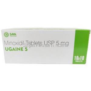ウゲイン 5, ミノキシジル 5mg, 製造元：Sava Healthcare, シート形式,箱裏面