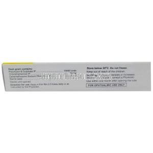 オキュポルDX 眼軟膏, クロラムフェニコール10mg/デキサメタゾン1mg/ポリミキシンB10000IU,眼軟膏 5 g, 製造元：Centaur Pharmaceuticals Pvt Ltd, 箱情報, 使用方法