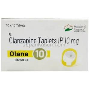 オラナ 10, オランザピン 10 mg, 製造元：American Remedies,箱表面