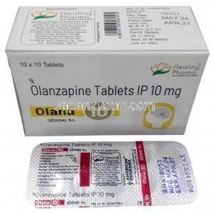オラナ 10, オランザピン 10 mg, 製造元：American Remedies,箱, シート情報