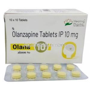 オラナ 10, オランザピン 10 mg, 製造元：American Remedies,箱, シート