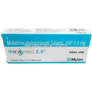 インラメッド 2.5, ミドドリン 2.5 mg, 製造元：マイラン, 箱表面