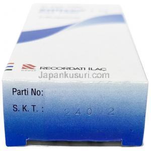 スティリザン,トリフロペラジン 1 mg, 糖衣錠,製造元：Recordati Ilac, 箱底面