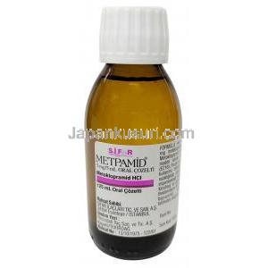 メトパミド シロップ, メトクロプラミド 5mL あたり5mg , シロップ 125mL, 製造元：Sifar, ボトル表面
