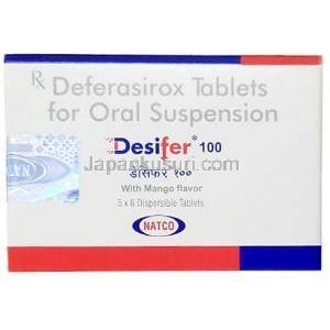 デシファー, デフェラシロクス 100 mg, 製造元： Natco Pharma, 箱表面