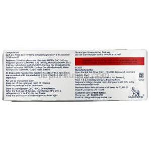 ウゴービ, セマグルチド 1 mg, ペン型注射 (コンビパック)  4回分, 3 mL, 製造元：ノボノルディスクファーマインド, 箱情報, 成分, 注意事項