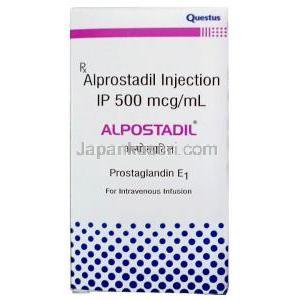 アルポスタジル注射, アルプロスタジル 500 mcg, 注射バイアル（静脈注入用,製造元： Questus Pharma, 箱表面