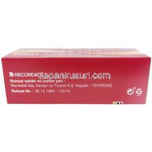 コルチカム・ディスパート, コルヒチン 0.5 mg, 製造元：Recordati, 箱情報, 製造元