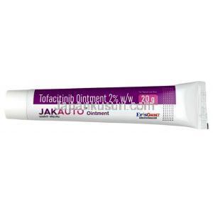 ジャクオート軟膏, トファシチニブ 2%, 軟膏 20 g, 製造元：Eris Oaknet Healthcare Pvt Ltd, チューブ表面