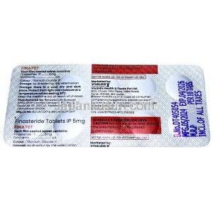 フィナペット犬用, フィナステリド 5 mg, 10 錠, 製造元：Vivaldis Animal Health, シート情報, 製造元, 製造日, 消費期限