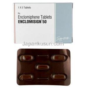 エンクロミサイン, エンクロミフェン 50 mg, 5 錠, 製造元：HAB Pharma,箱, シート