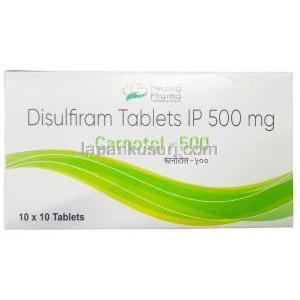 カルノトール-500, ジスルフィラム 500 mg, 製造元：Healing Pharma India Pvt Ltd, 箱表面