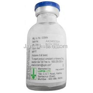 ゼフタバック注射,セフタジジム2000mg/ アビバクタム500mg, 注射バイアル 20 mL,製造元：,Lupin Ltd, ボトル情報, 製造日, 消費期限