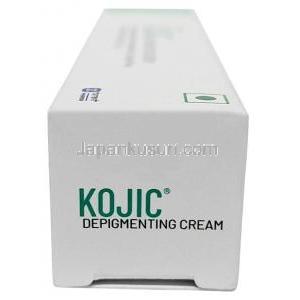 コウジ酸ブライトニングクリーム,アゼログリシン/ コウジ酸ジパルミテート, クリーム 25 g, 製造元：Torrent Pharmaceuticals Ltd, 箱側面