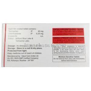 テルファイブ CH 6.25, テルミサルタン 40 mg/ クロルタリドン 6.25 mg , 製造元:Xena Coronus Health Care Pvt Ltd, 箱情報