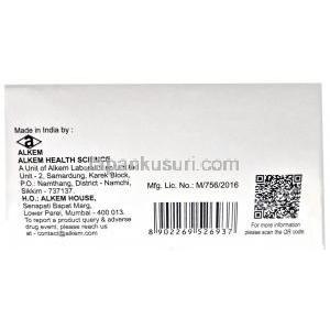 リファキシタブ 400, リファキシミン 400 mg, 製造元：Alkem Laboratories Ltd, 箱情報, 製造元