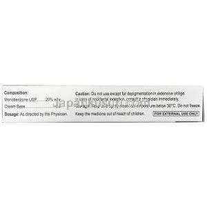 ベノアッシュ 20% クリーム, モノベンゾン 20%, Cream 30g, 製造元： Asher Pharmaceuticals, 箱情報, 成分, 保管方法