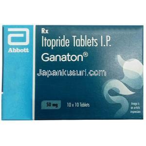 ガナトン,イトプリド 50 mg, 製造元：Abbott, 箱表面（新包装）