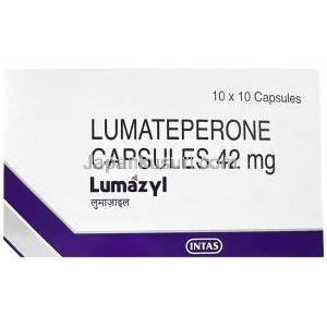 ルマジル, ルマテペロン 42 mg, 製造元：Intas Pharma, 箱表面