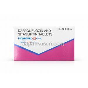 Dapavel-S 10,50, Dapagliflozin 10 mg, Sitagliptin 50mg,Intas Pharma, Box front view