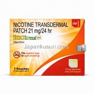 Noclonz Nicotine Transdermal patch, 21mg/24 hours hours, Intas Pharma, Box front view
