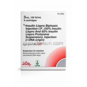 Eglucent Mix50, Insulin Lispro Biphasic Injection 100 IU/mL Cartridge (Lupin) front view