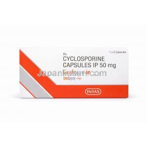 グラフォタス 50, シクロスポリン カプセル 50 mg (Intas) 正面