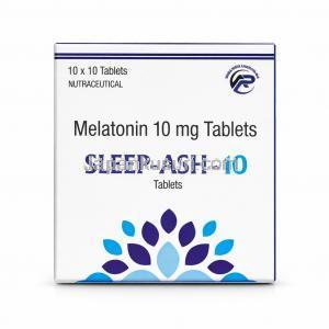 スリープアッシュ 10, メラトニン 10 mg, 製造元：Asher Pharmaceuticals, 箱表面