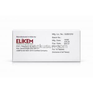 エリキセチン-10, アトモキセチン 10 mg, 製造元：Elkem Healthcare, 箱情報, 製造日, 消費期限