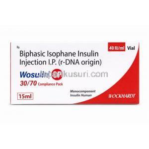 ウォスリンCP 30/70 インスリン注射 15ml, 箱正面