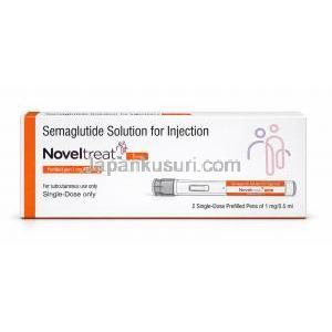 ノベルトリートペン型皮下注射, 1mg/ 0.5mL  ペン型注射 (2回分), 製造元：Sun Pharma, 箱表面